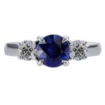 1.33ct Round Brilliant Cut Sapphire & Diamond Three-Stone Ring