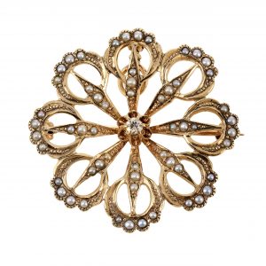 Victorian Starburst Diamond Pin and Pendant