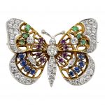 Estate Diamond & Gemstone Butterfly Pin