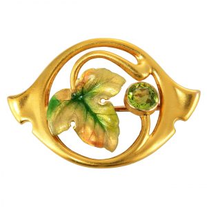 Art Nouveau Peridot Floral Pin