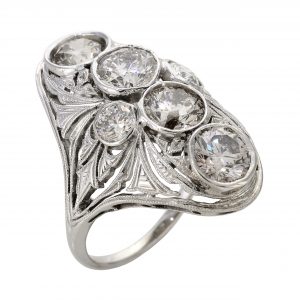 Art Deco Four-Stone Filigree Ring