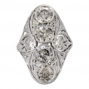 Art Deco Four-Stone Filigree Ring