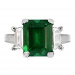 3.43ct Emerald Cut Emerald & Diamond Ring