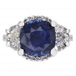 4.20ct Cushion Cut Sapphire & Diamond Ring