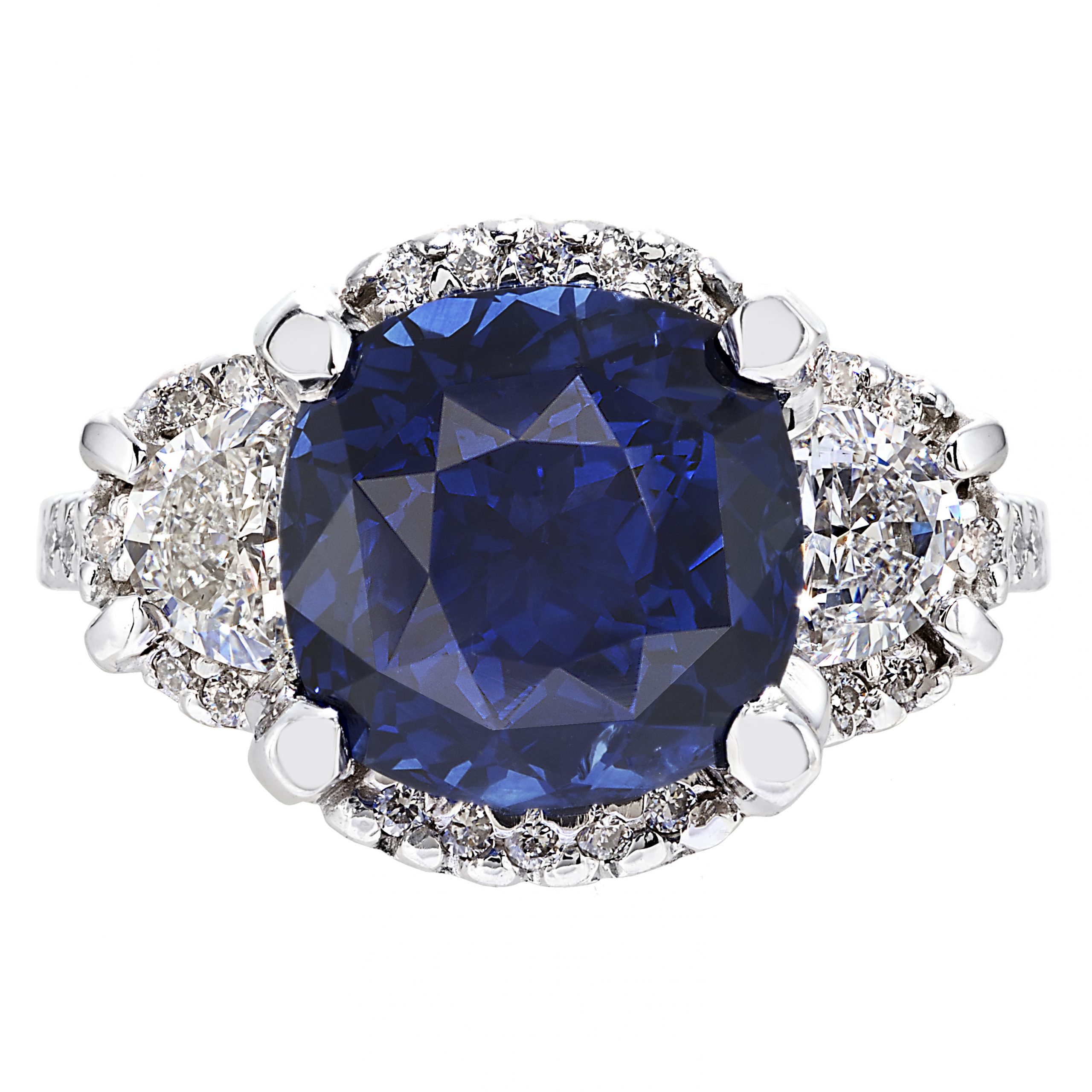 4.20ct Cushion Cut Sapphire & Diamond Ring – Zabler Design Jewelers