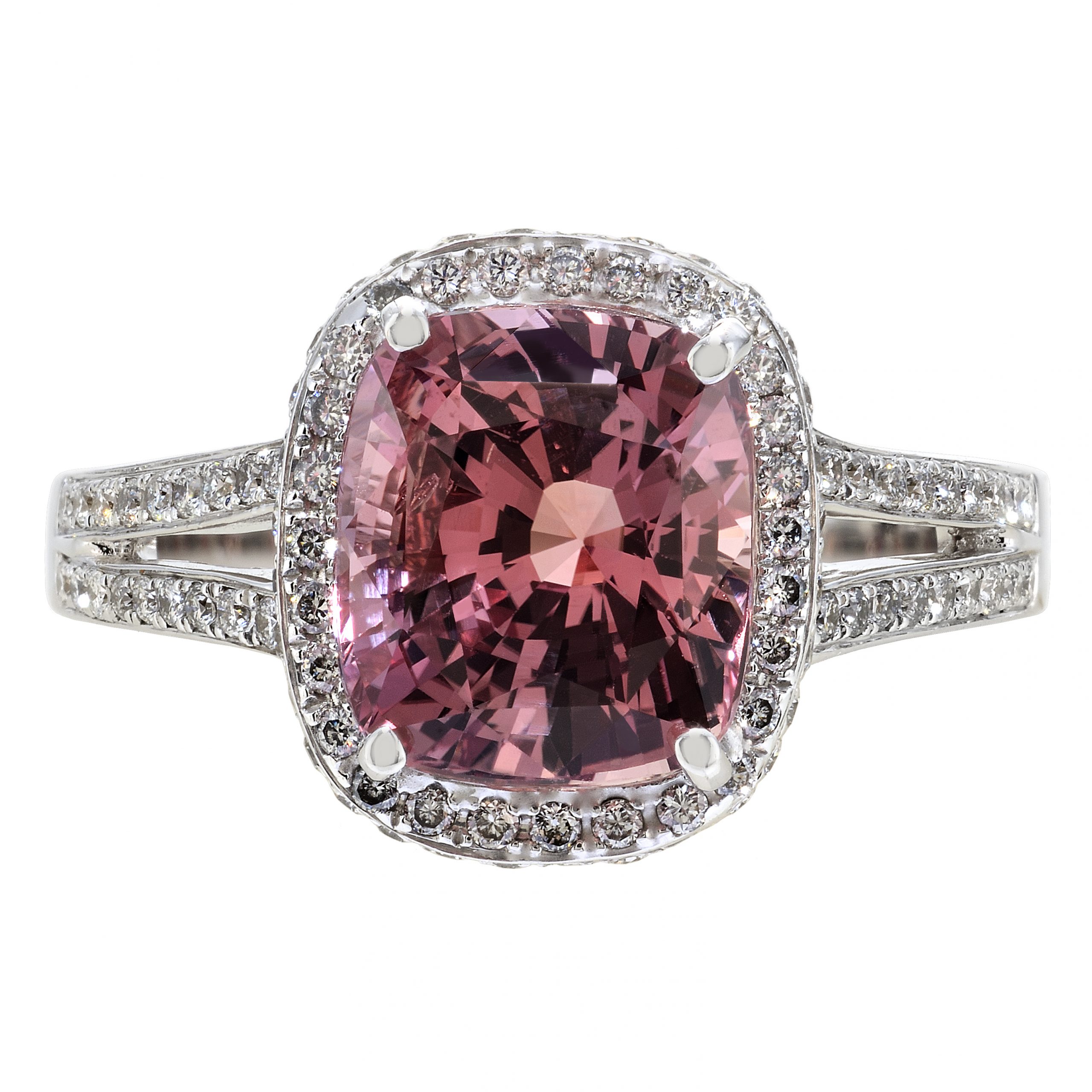 4.15ct Padparadscha Sapphire & Diamond Halo Ring – Zabler Design Jewelers