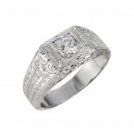 Art Deco 0.57ct Diamond Hand Engraved Men’s Ring