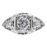 0.66ct Diamond Art Deco Filigree Engagement Ring