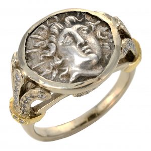 Rhodes Silver Hemidrachm Two-Tone Coin Ladies’ Ring