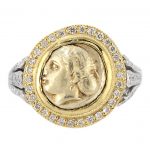 Hekte Sixth Stater Coin Ladies’ Ring with Diamond Halo