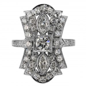 Art Deco Diamond Flared Ring