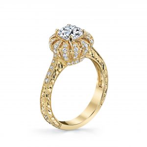 0.98ct Cushion Cut Diamond Antique Revival Crown Engagement Ring