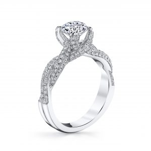 1.04ct Round Brilliant Cut Diamond Pave Woven Engagement Ring