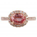 1.52ct Oval Padparadscha & Diamond East-West Ring