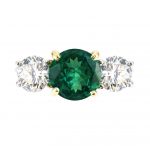 2.25ct Round Emerald & Diamond Three-Stone Ring
